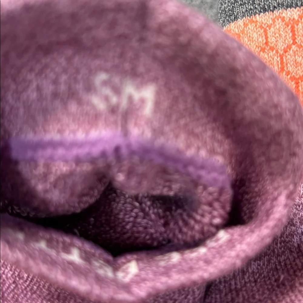 Bombas purple orange grey cozy socks size small
